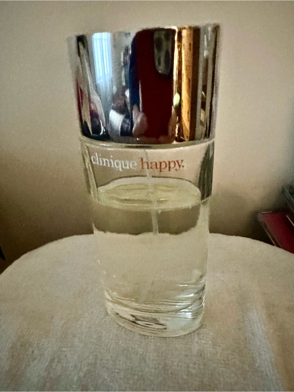 Clinique Clear Glass Perfume Bottle with Silver Labeling